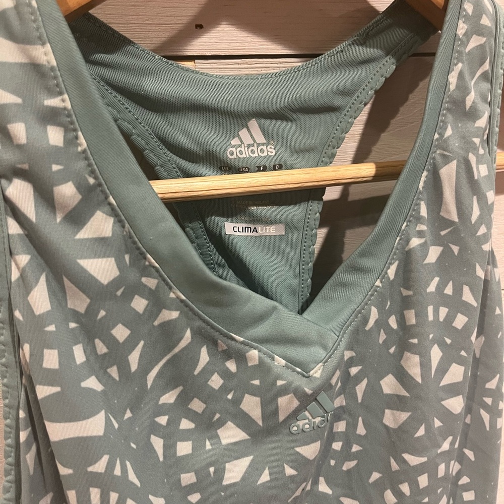 Adidas Mint and White Geometric Tank